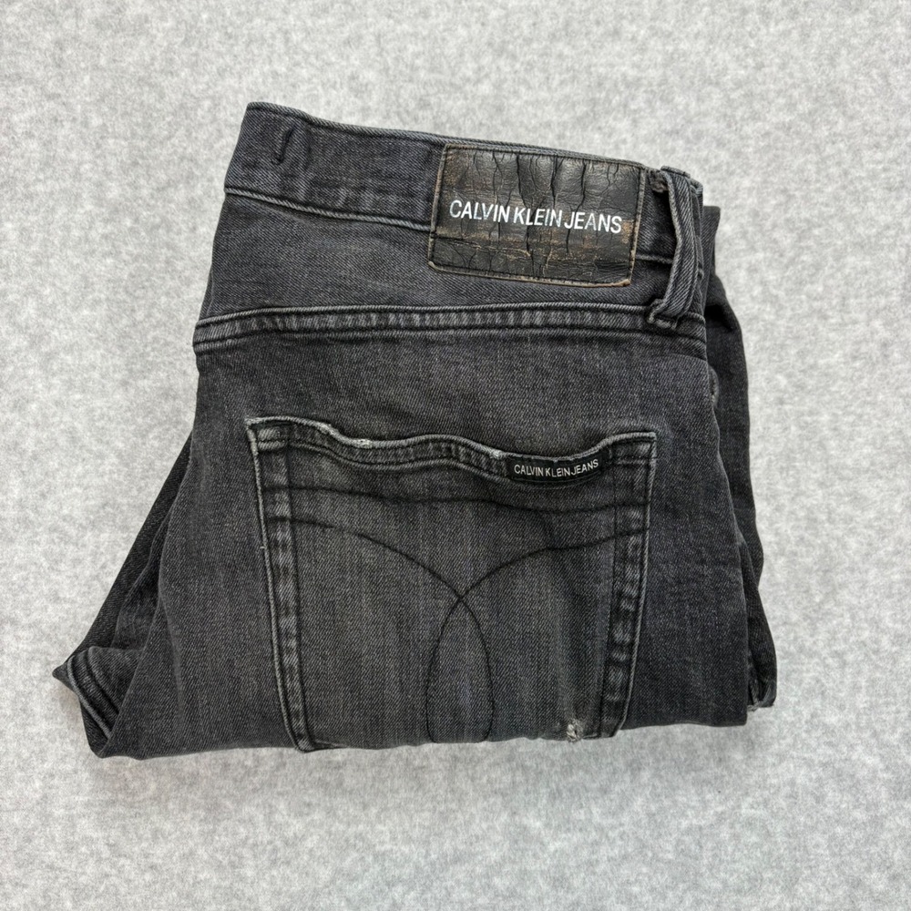 Calvin Klein Jeans Mens 30x30 Black Slim Distressed Omega Stitch Skater Grunge‎